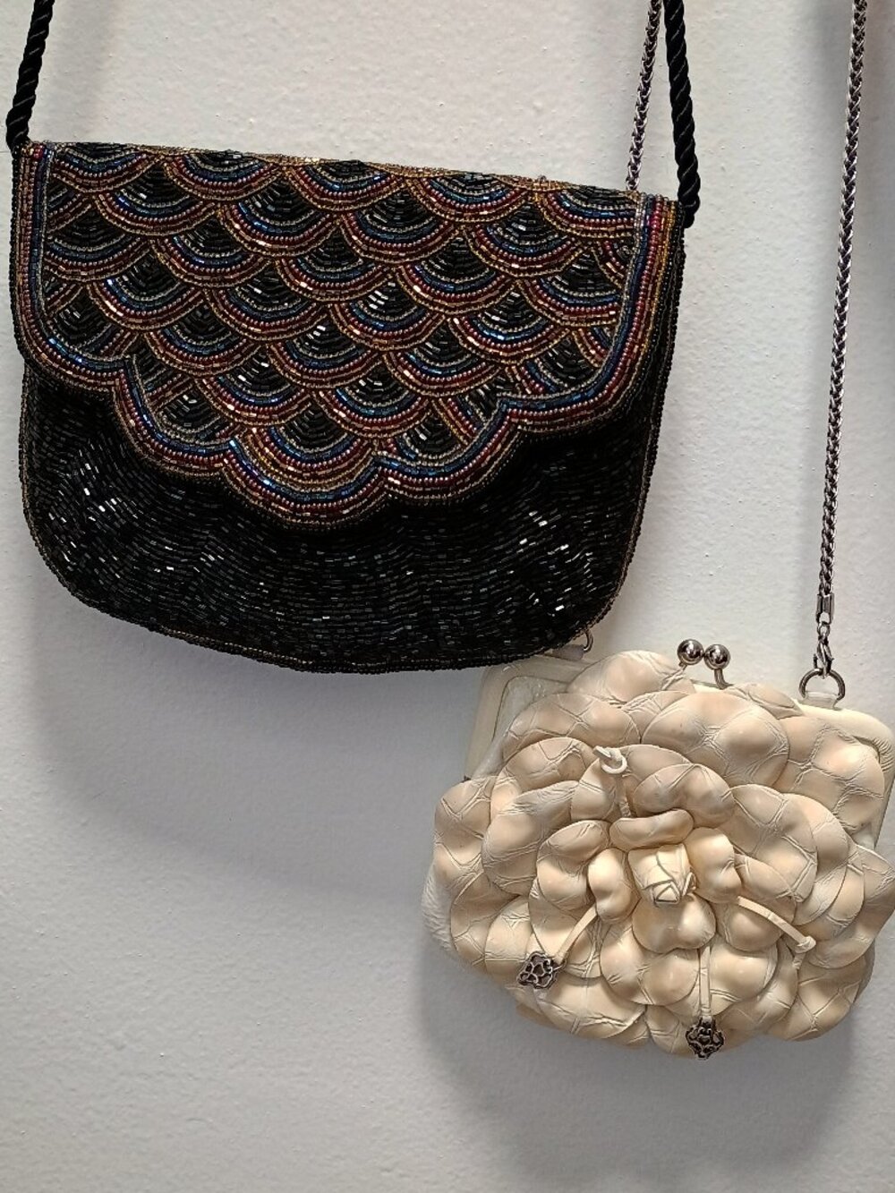 2Piece Vintage Evening Bag Lot FLower and Beaded